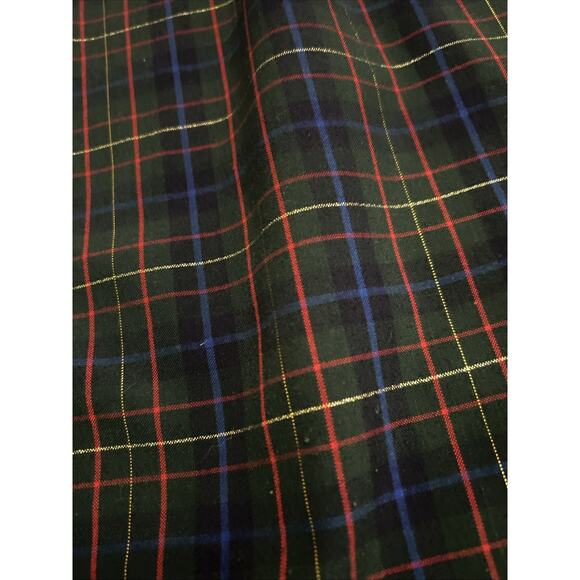 Vtg Maxi Dress Large Embroidered Navy Tartan Plaid Holiday Winter Cottagecore - Picture 5 of 11